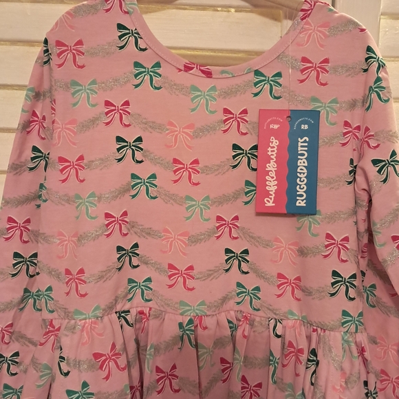 Ruffle Butts HOLIDAY CHRISTMAS SPARKLE PINK TINSEL TIDINGS TWIRL DRESS 10 NWT - Picture 5 of 6